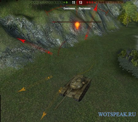 Точное отображение направления урона - индикатор для World of tanks 0.9.15.2 WOT (2 варианта)
