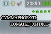 ХП команд (Team HP) + нанесенный урон + дебаг панель + часы для World of tanks 0.9.15.2 WOT
